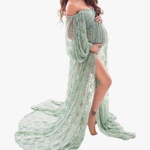 Elegant Green Lace Maternity Gown